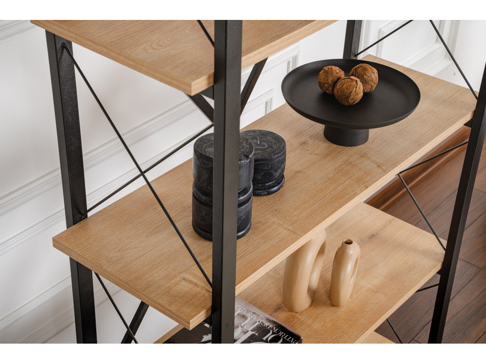 Libreria in legno "Elysian" - 90 x 33 x 180 cm - Rovere Nero