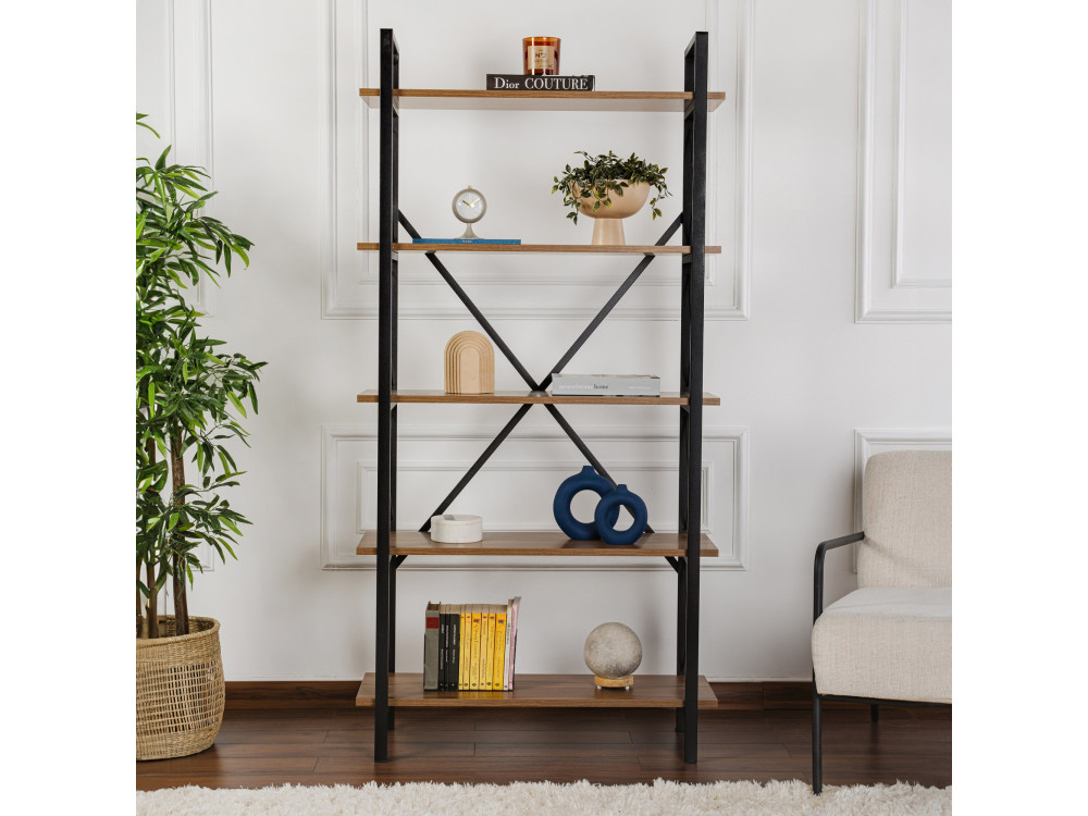Libreria in legno "Elysian" - 90 x 33 x 180 cm - Noce canaletto