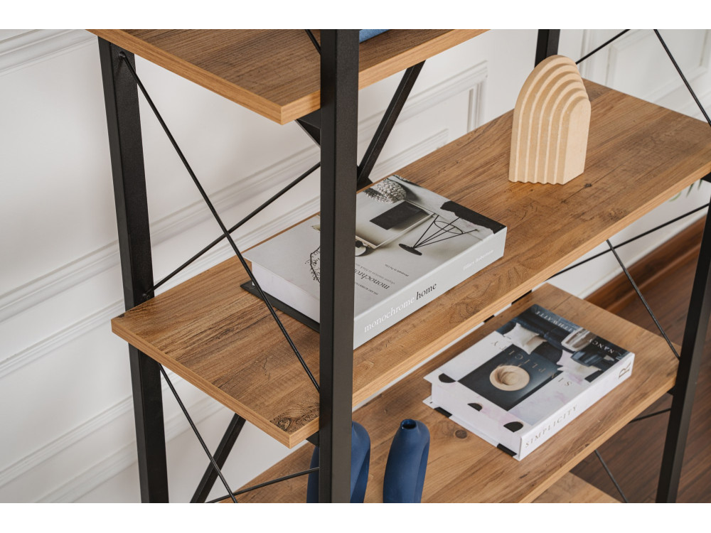 Libreria in legno "Elysian" - 90 x 33 x 180 cm - Pino Atlantico Nero
