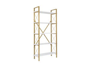 Libreria in legno "Elysian" - 90 x 33 x 180 cm - Bianco oro