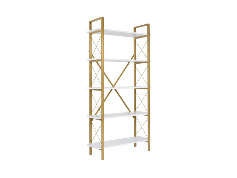 Libreria in legno "Elysian" - 90 x 33 x 180 cm - Bianco oro