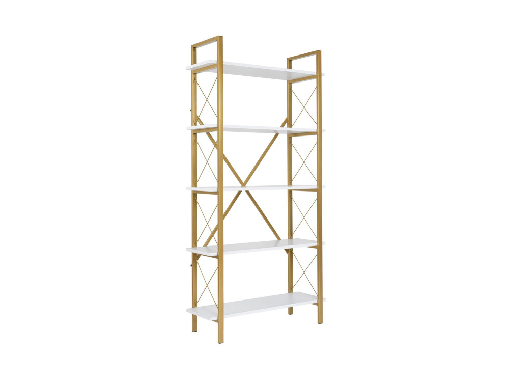 Libreria in legno "Elysian" - 90 x 33 x 180 cm - Bianco oro