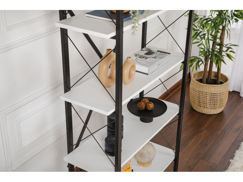Libreria in legno Elysian - 90 x 33 x 180 cm - Bianco e nero