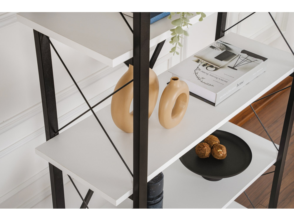 Libreria in legno Elysian - 90 x 33 x 180 cm - Bianco e nero