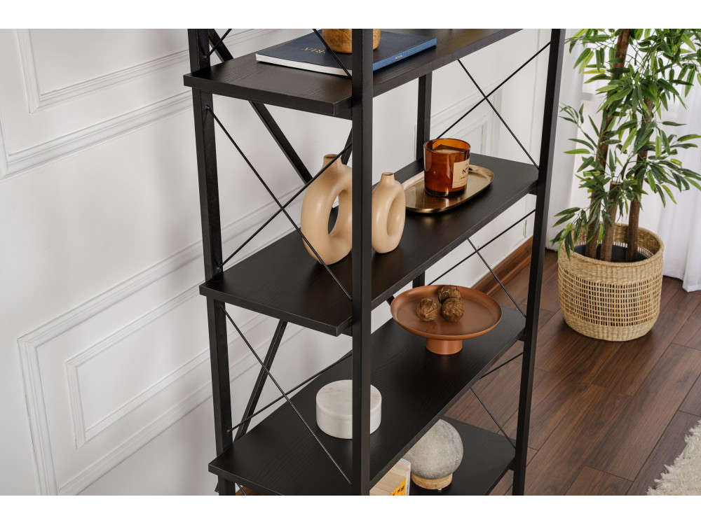 Libreria in legno "Elysian" - 90 x 33 x 180 cm - Legno nero