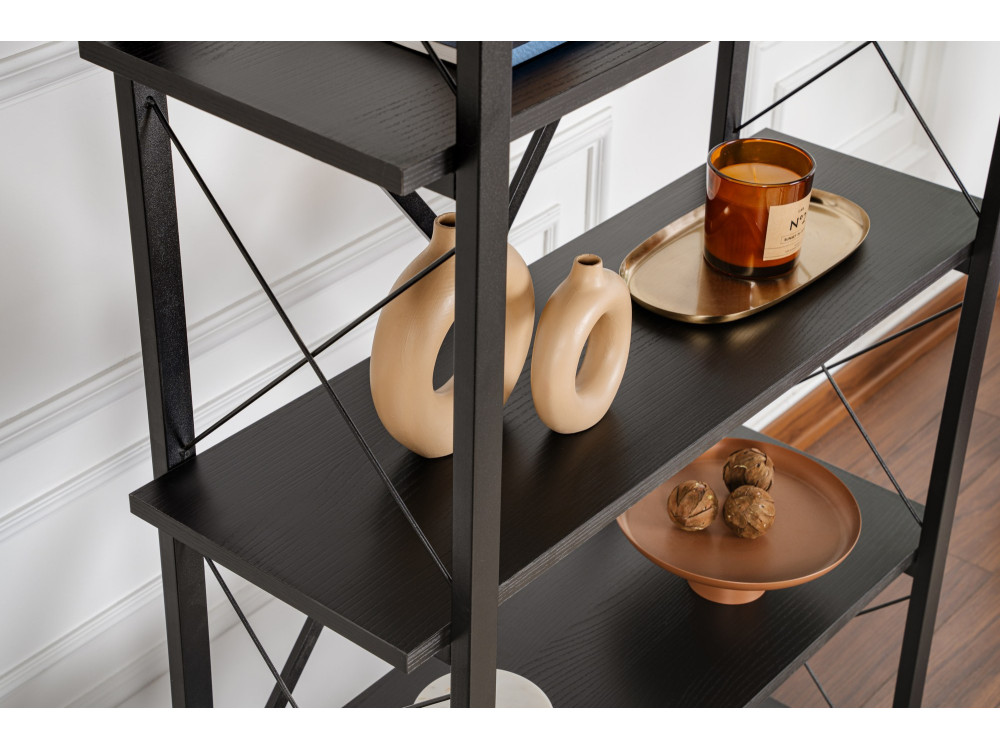 Libreria in legno "Elysian" - 90 x 33 x 180 cm - Legno nero