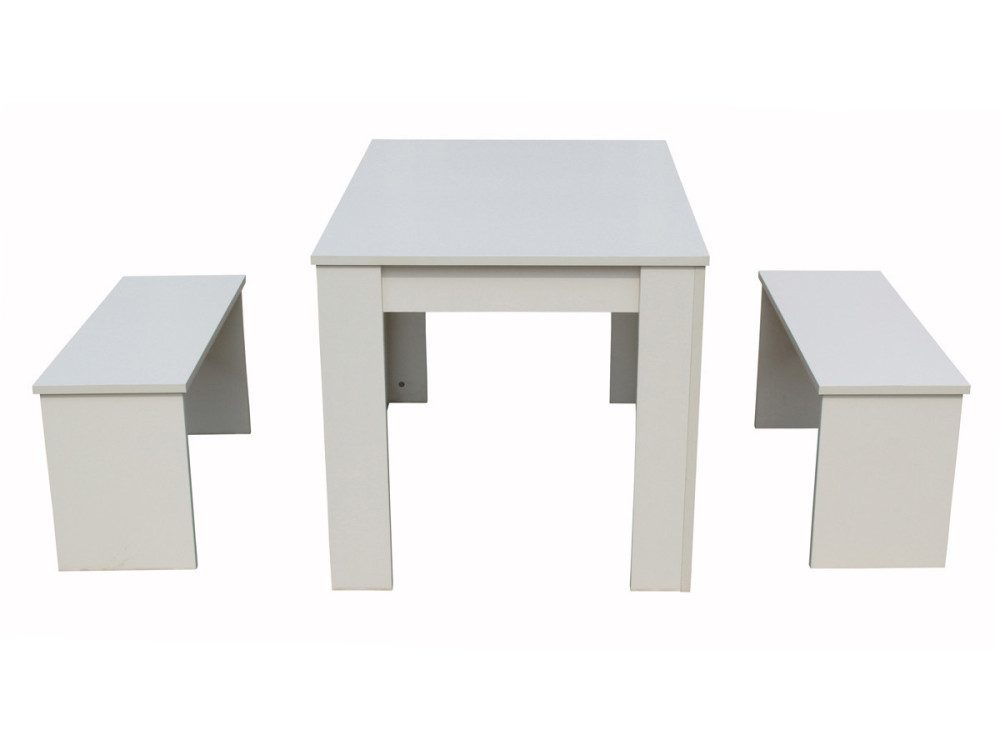 Tavolo con 2 sgabelli "Tino" - 110 x 74 x 70 cm - Bianco