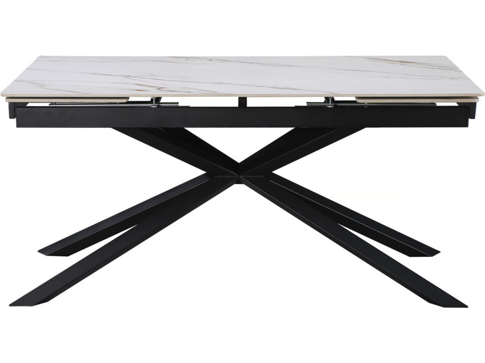 Tavolo da pranzo allungabile in ceramica per 6-10 persone "Celeste" - Bianco marmorizzato oro