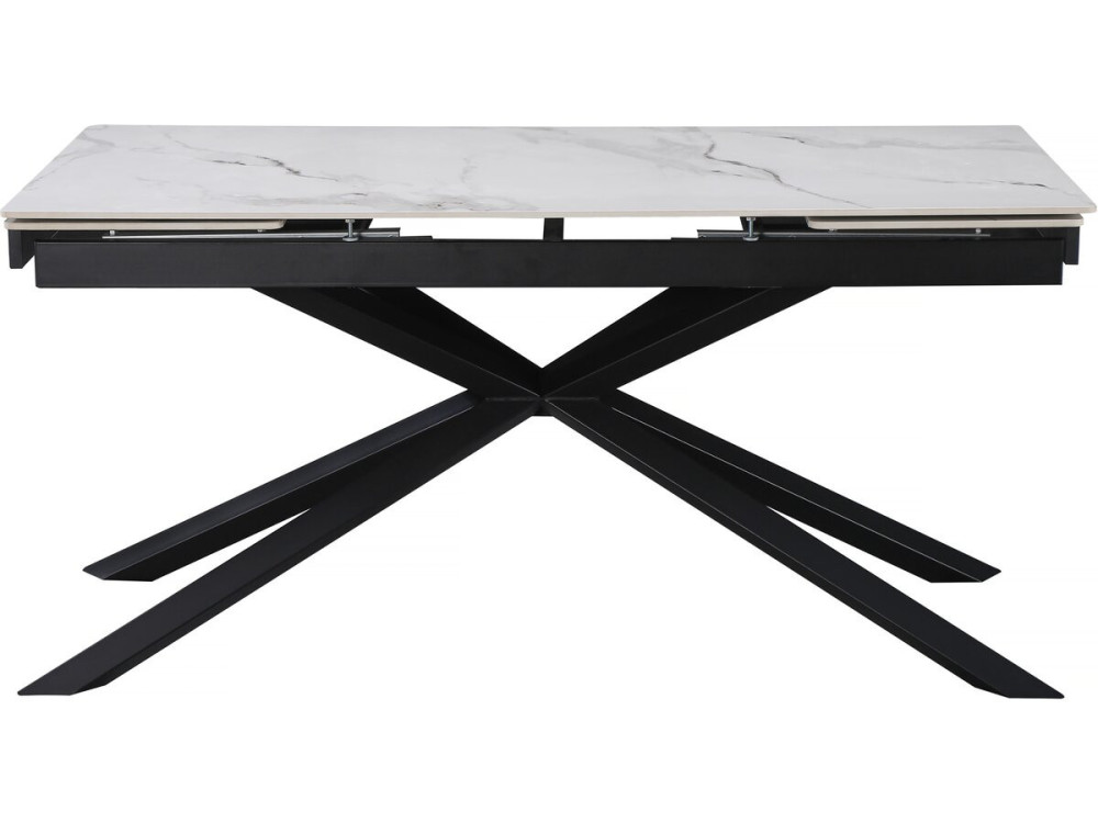 Tavolo da pranzo allungabile in ceramica per 6-10 persone "Celeste" - Bianco marmorizzato grigio