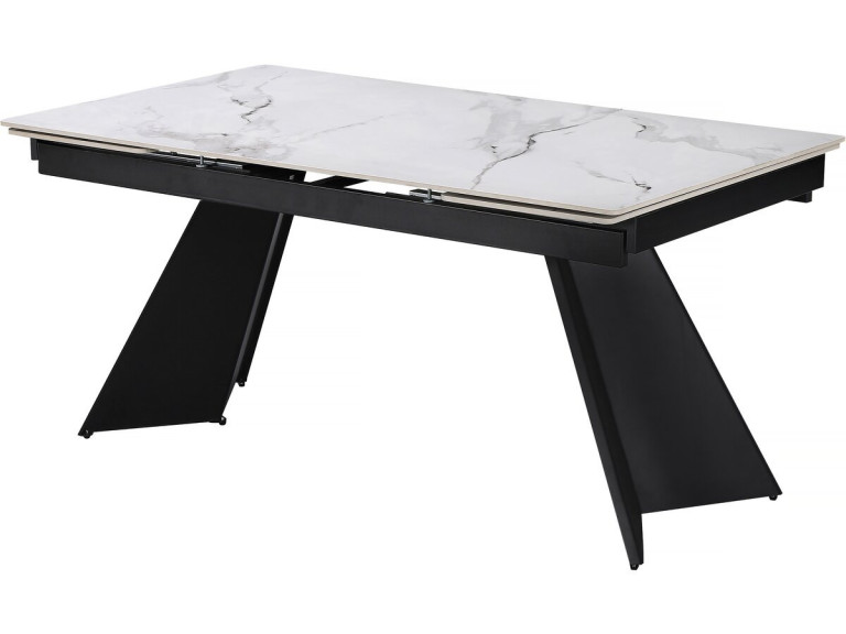 Tavolo da pranzo allungabile in ceramica per 6-10 persone "Equinoxe" - Bianco marmorizzato grigio
