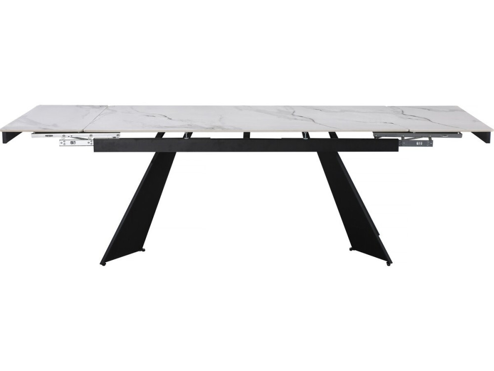 Tavolo da pranzo allungabile in ceramica per 6-10 persone "Equinoxe" - Bianco marmorizzato grigio