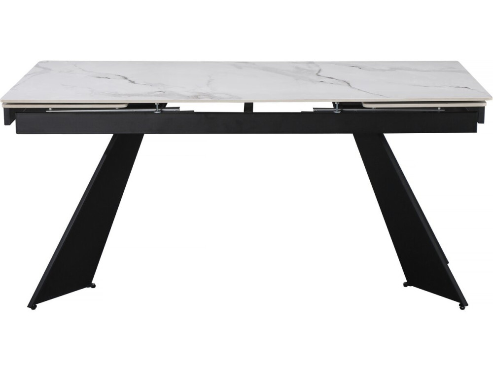 Tavolo da pranzo allungabile in ceramica per 6-10 persone "Equinoxe" - Bianco marmorizzato grigio