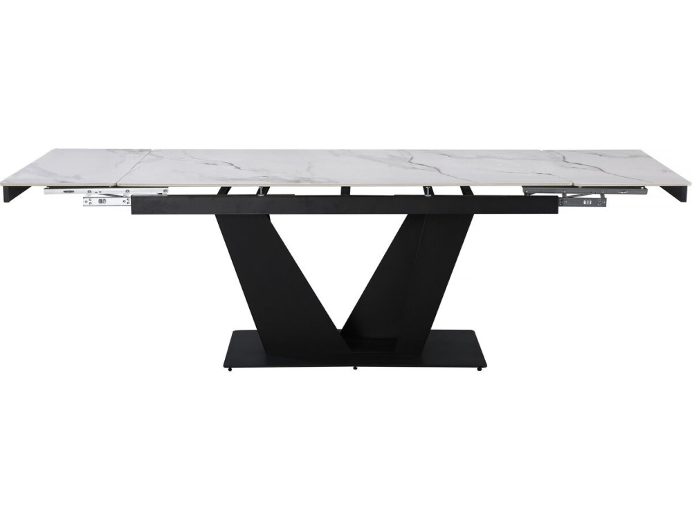 Tavolo da pranzo allungabile in ceramica - 160/240 cm - da 6 a 10 persone "Nova" - Bianco marmorizzato grigio