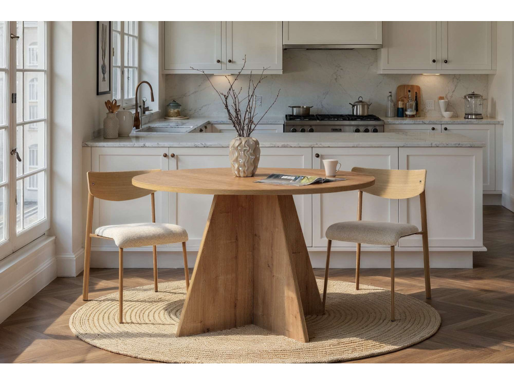 Tavolo da pranzo in legno "Virella" - 120 x 120 x 75 cm - Rovere Zaffiro