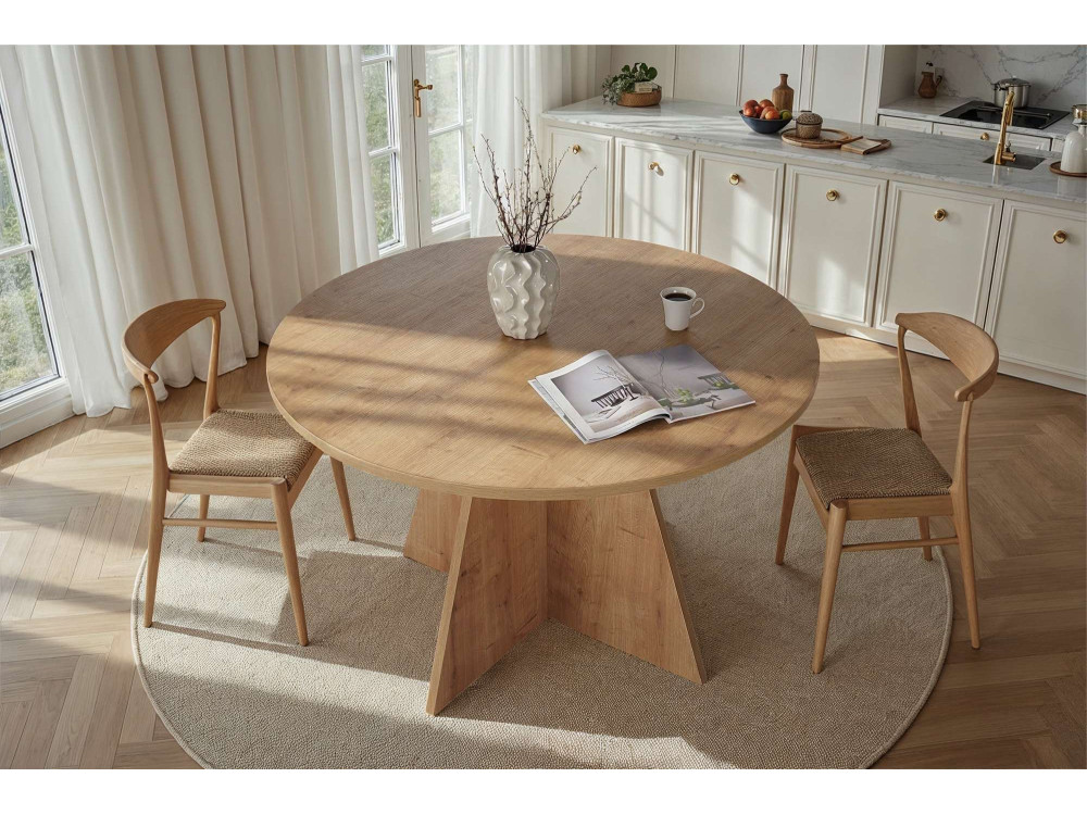 Tavolo da pranzo in legno "Virella" - 120 x 120 x 75 cm - Rovere Zaffiro