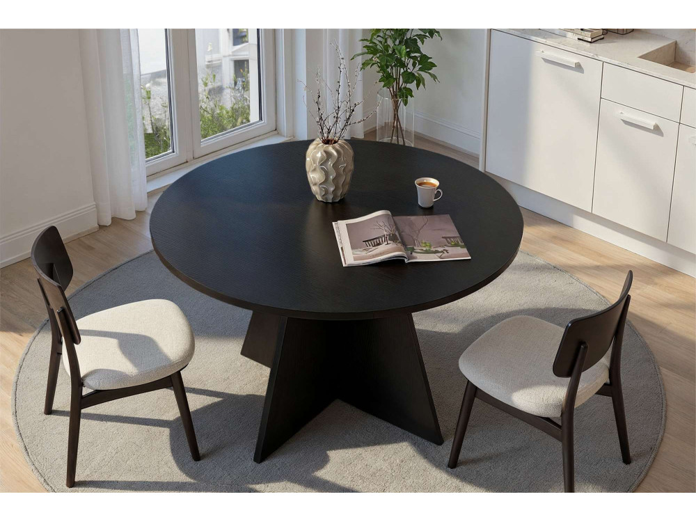 Tavolo da pranzo in legno "Virella" - 120 x 120 x 75 cm - Legno nero
