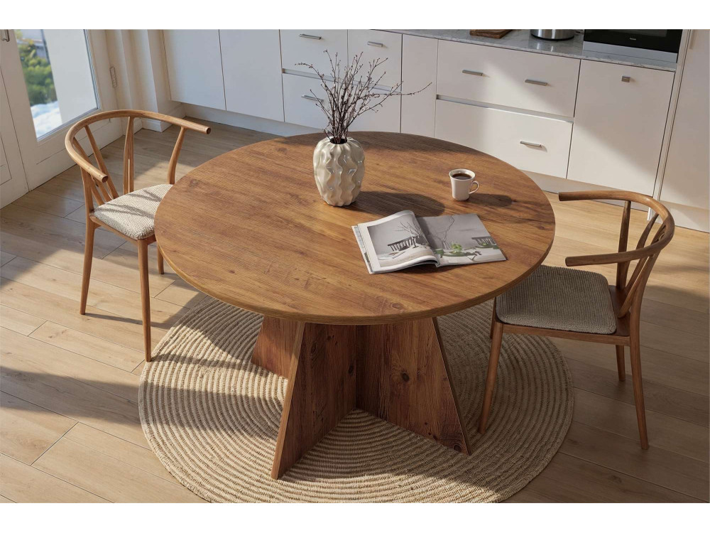 Tavolo da pranzo in legno "Virella" - 120 x 120 x 75 cm - Pino atlantico