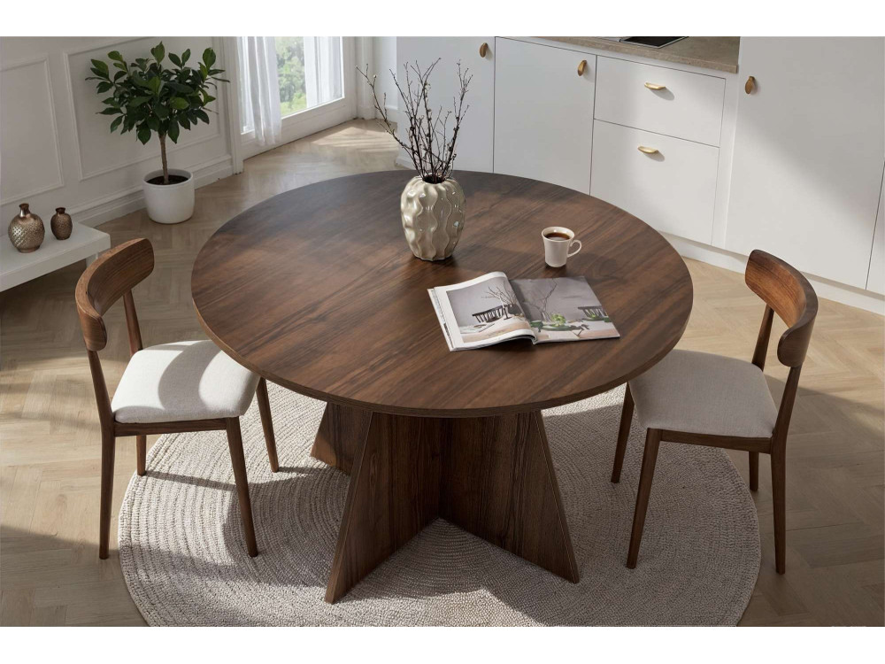 Tavolo da pranzo in legno "Virella" - 120 x 120 x 75 cm - Noce