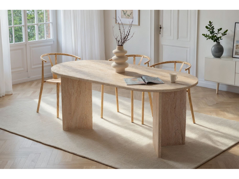 Tavolo da pranzo in legno "Sablin" - 180 x 89 x 75 cm - Travertino