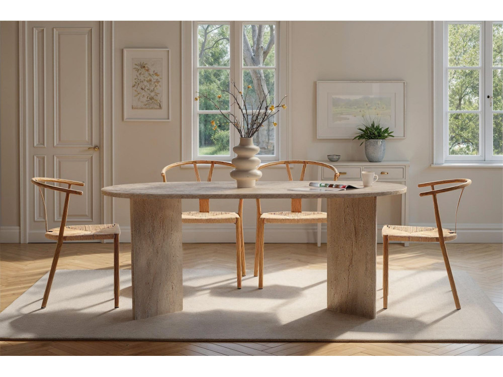 Tavolo da pranzo in legno "Sablin" - 180 x 89 x 75 cm - Travertino