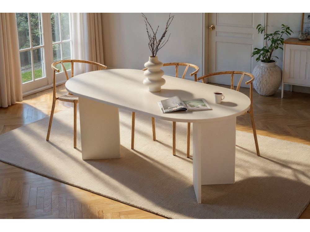 Tavolo da pranzo in legno "Sablin" - 180 x 89 x 75 cm - Legno bianco