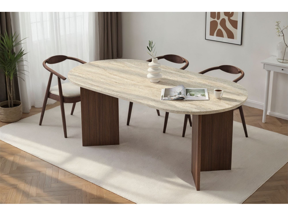 Tavolo da pranzo in legno "Sablin" 180 x 90 x 75 cm - Travertino