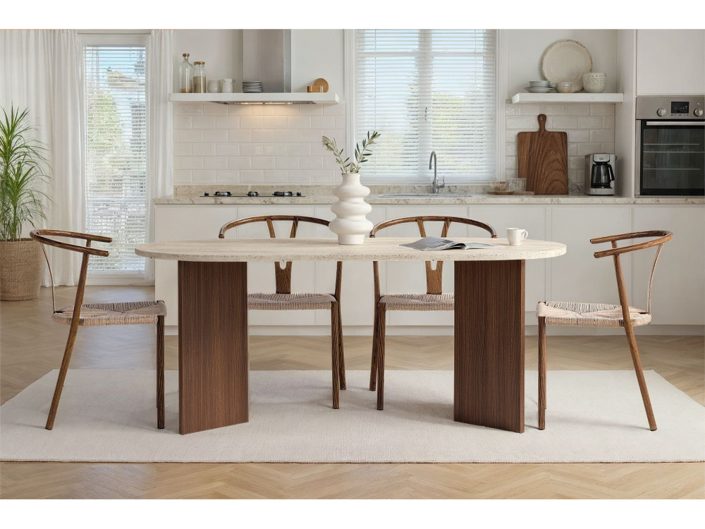 Tavolo da pranzo in legno "Sablin" 180 x 90 x 75 cm - Travertino