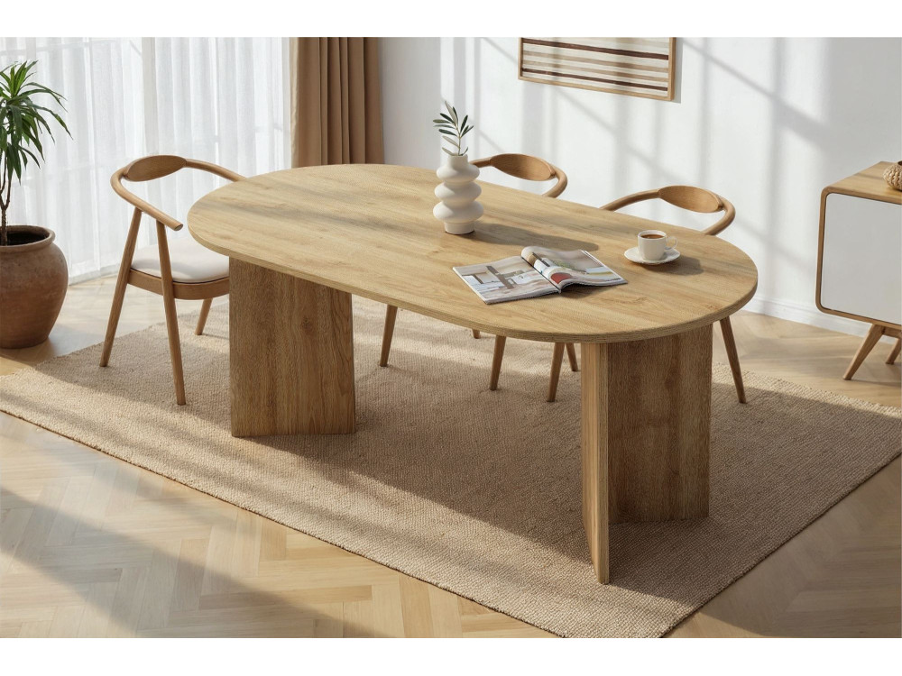 Tavolo da pranzo in legno "Sablin" 180 x 90 x 75 cm - Rovere di Cadice