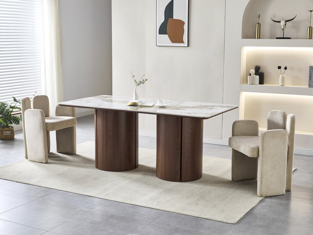 Tavolo da pranzo rettangolare in ceramica Pendora "Milano" - 6 posti a sedere - Marrone