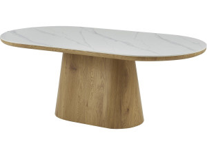 Tavolo da pranzo ovale in legno ceramico "Bellagio" - 8 posti - Bianco e marrone