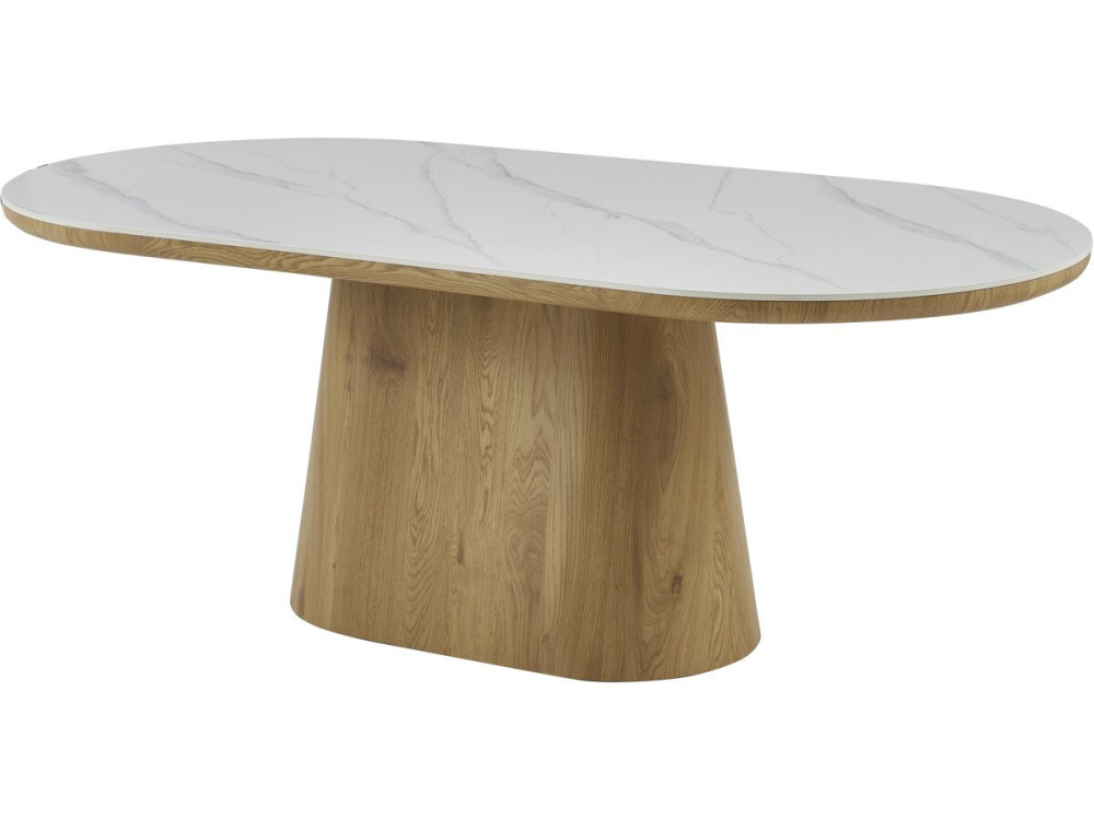 Tavolo da pranzo ovale in legno ceramico "Bellagio" - 8 posti - Bianco e marrone