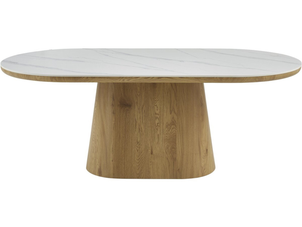Tavolo da pranzo ovale in legno ceramico "Bellagio" - 8 posti - Bianco e marrone