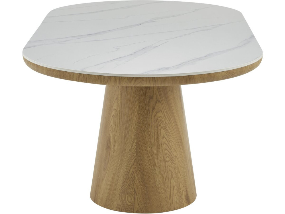 Tavolo da pranzo ovale in legno ceramico "Bellagio" - 8 posti - Bianco e marrone