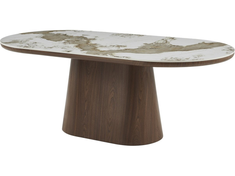 Tavolo da pranzo ovale in ceramica Pandora "Bellagio" - 8 posti a sedere - Beige