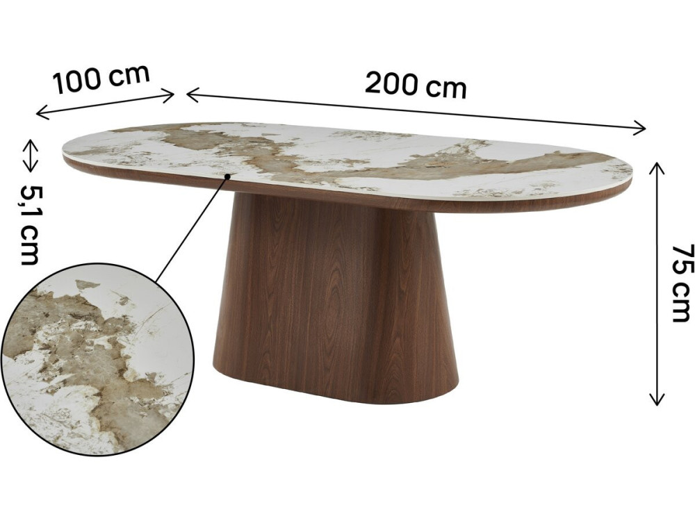 Tavolo da pranzo ovale in ceramica Pandora "Bellagio" - 8 posti a sedere - Beige