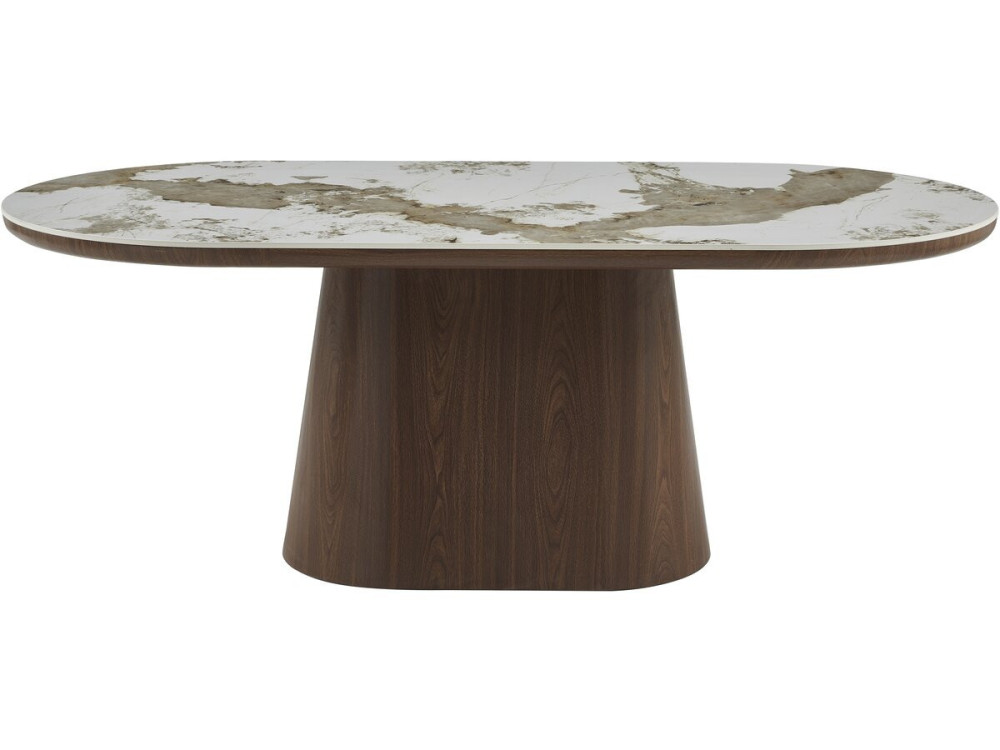 Tavolo da pranzo ovale in ceramica Pandora "Bellagio" - 8 posti a sedere - Beige