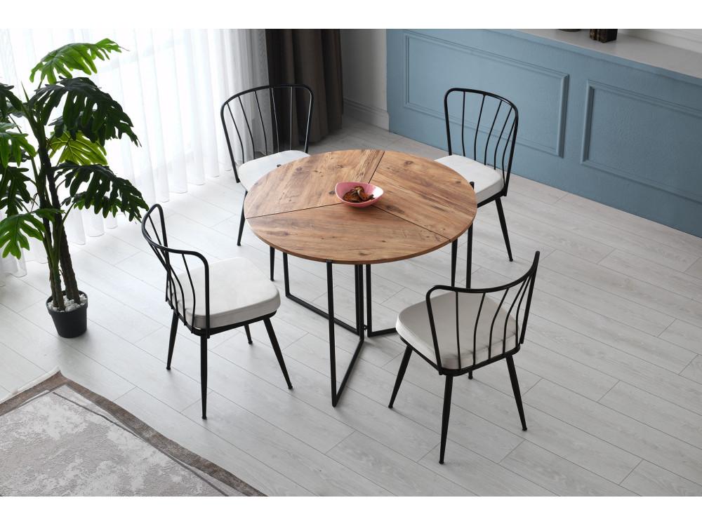 Tavolo da pranzo in legno "Yaprak" - 100 x 100 x 72 cm - Pino Atlantico