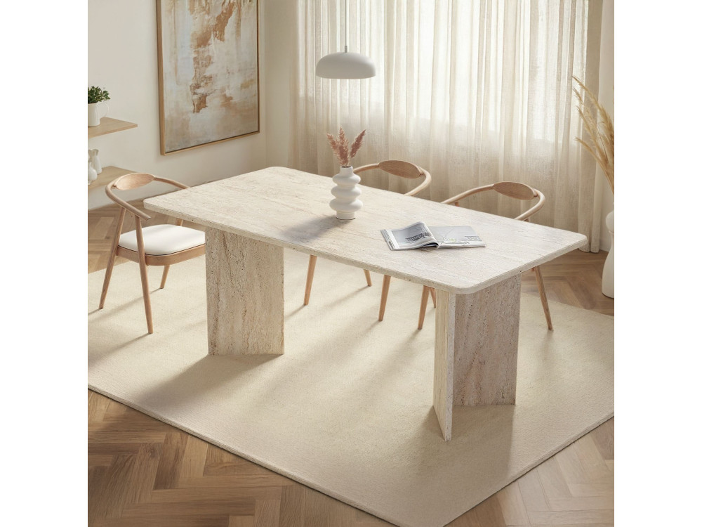 Tavolo da pranzo in legno "Linza" 180 x 90 x 75 cm - Travertino