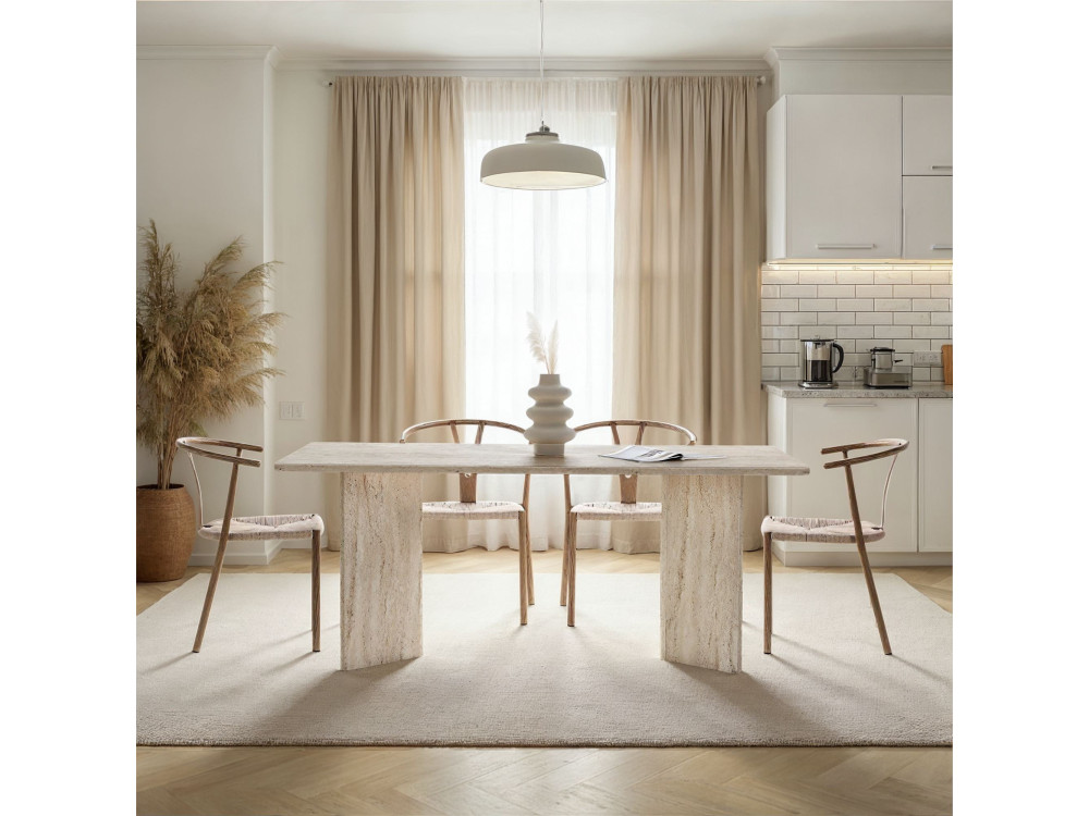 Tavolo da pranzo in legno "Linza" 180 x 90 x 75 cm - Travertino