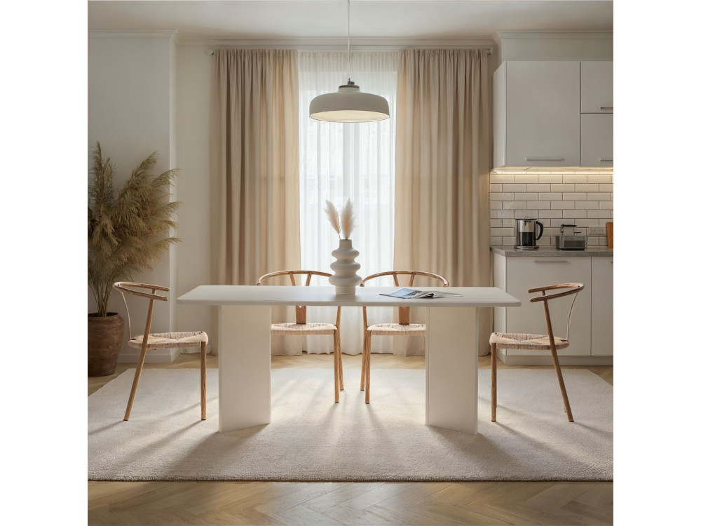 Tavolo da pranzo in legno "Linza" 180 x 90 x 75 cm - Legno bianco