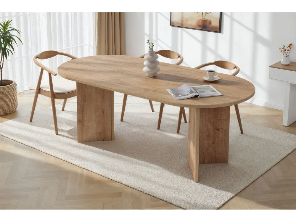 Tavolo da pranzo in legno "Sabella" 200 x 90 x 75 cm - Rovere zaffiro