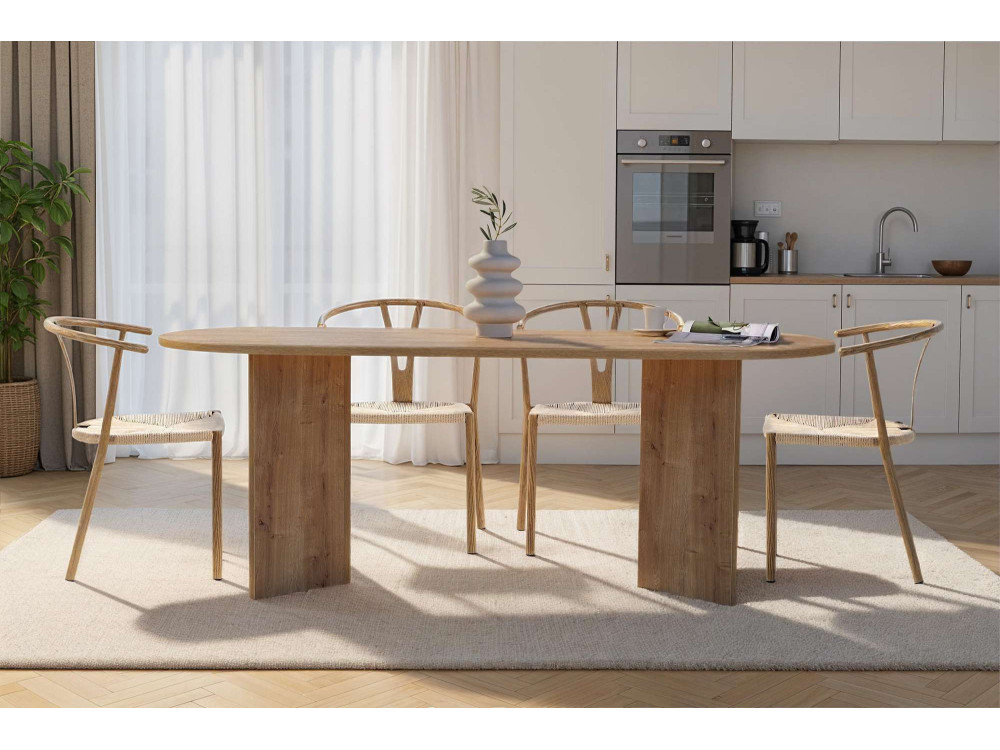 Tavolo da pranzo in legno "Sabella" 200 x 90 x 75 cm - Rovere zaffiro
