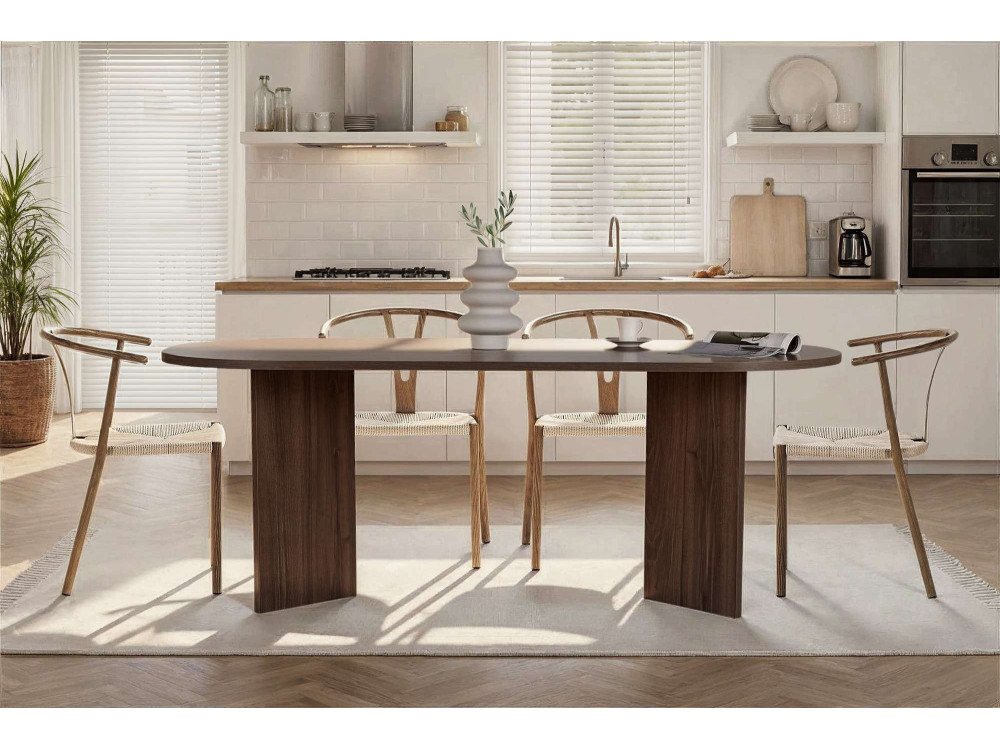 Tavolo da pranzo in legno "Sabella" 200 x 90 x 75 cm - Noce