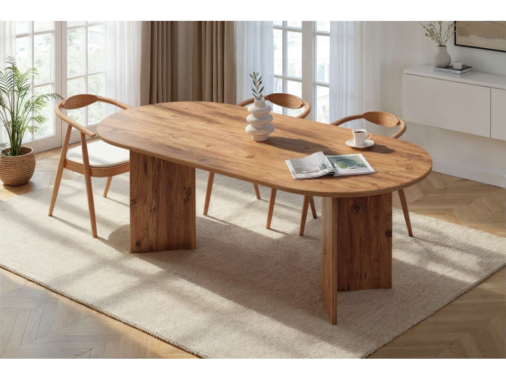 Tavolo da pranzo in legno "Sabella" 200 x 90 x 75 cm - Pino Atlantico