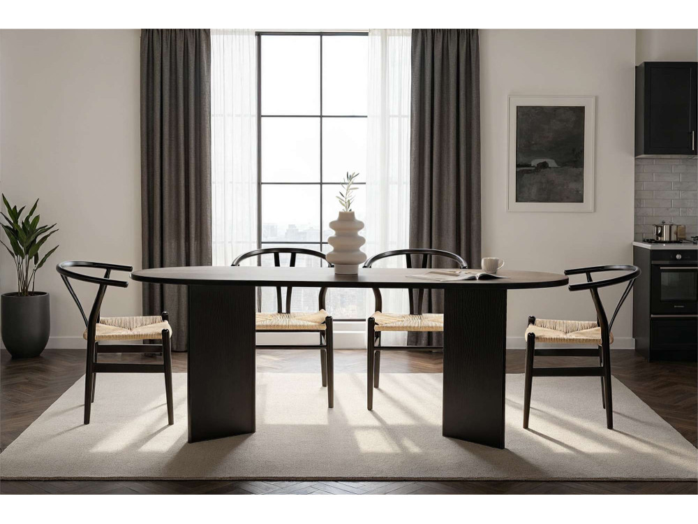 Tavolo da pranzo in legno "Sabella" 200 x 90 x 75 cm - Legno nero