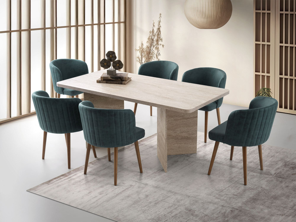 Tavolo da pranzo in legno "Lizzard" 180 x 90 x 77 cm - Travertino