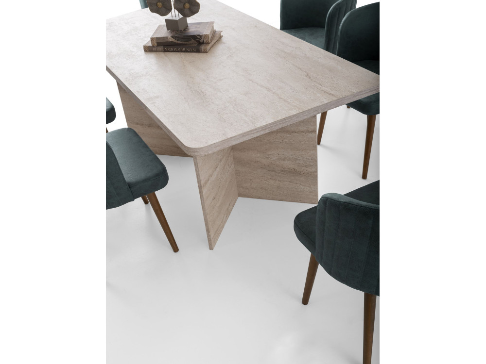 Tavolo da pranzo in legno "Lizzard" 180 x 90 x 77 cm - Travertino