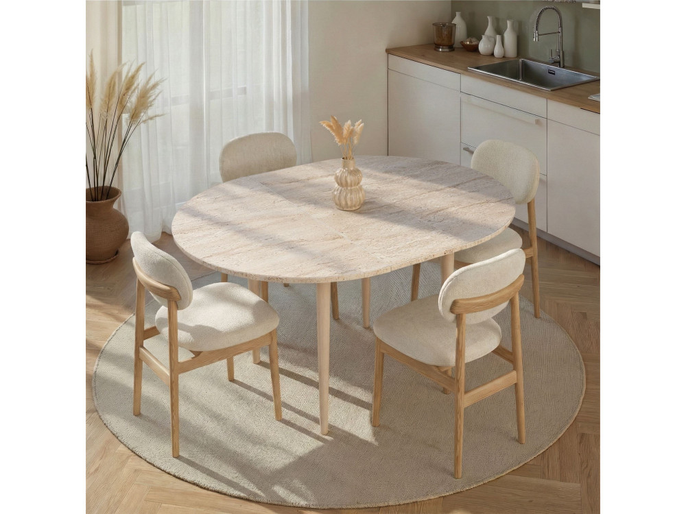 Tavolo da pranzo allungabile in legno "Viona" 100 x 100 x 75 cm - Travertino