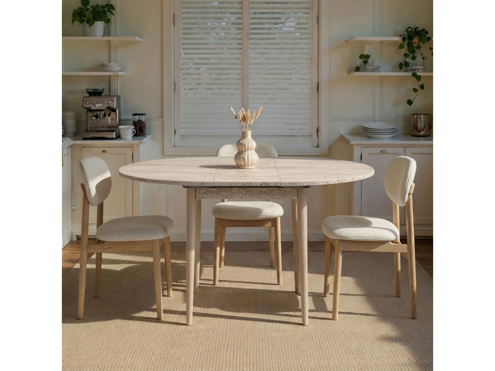 Tavolo da pranzo allungabile in legno "Viona" 100 x 100 x 75 cm - Travertino