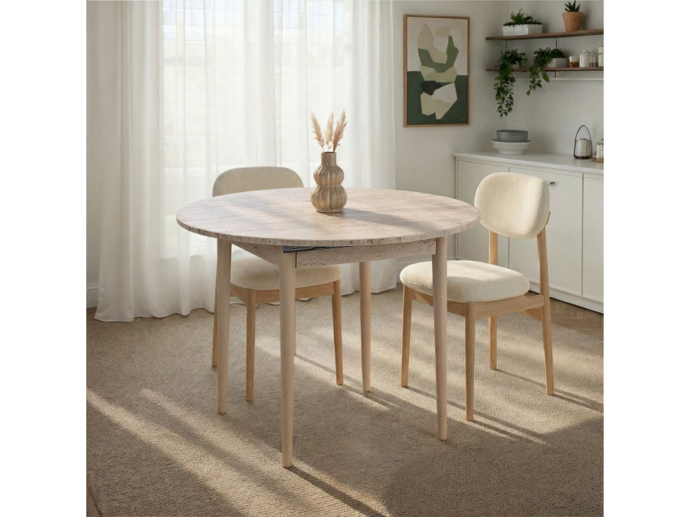 Tavolo da pranzo allungabile in legno "Viona" 100 x 100 x 75 cm - Travertino